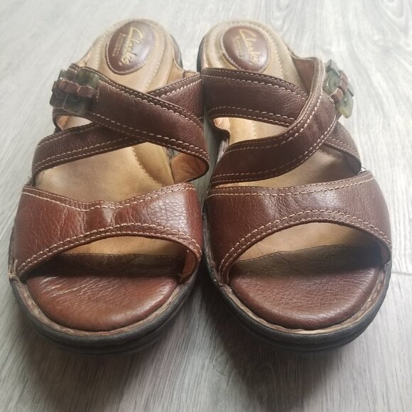 Clarks Sandal Artisan Slip on Shoe Brown Leather Women's Size 8M - Picture 4 of 8